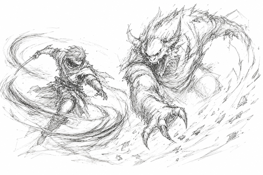 WARRIOR VS BEAST Concept Art Sketch